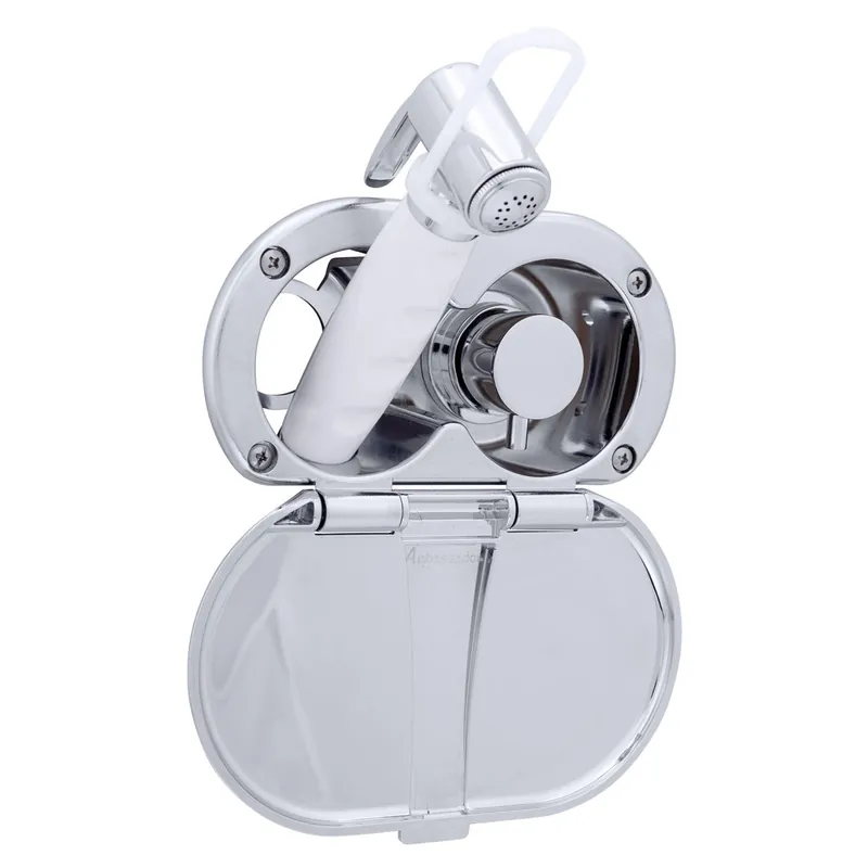 Trusted Brand Ambassador Marine 136-1716-CA Aidack- Transom Shower (Hot/Cold Mixer), Chrome Cup & Lid, Hammer-Head Arctic White Sprayer, 6' Stainless Steel Hose, Chrome Aidack Handle