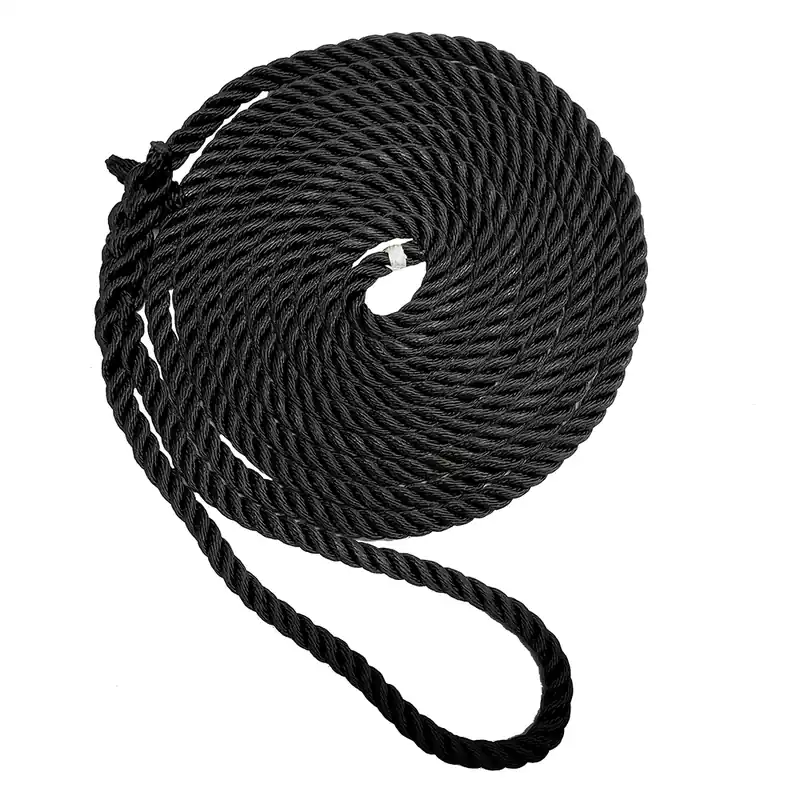 New England Ropes 5/8″ Premium 3-Strand Dock Line – Black – 15' - ConsumerMarineSupply Hot Deal