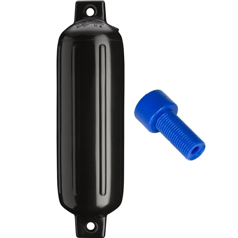 Polyform G-3 Twin Eye Fender 5.5″ x 19″ – Black w/Air Adapter - ConsumerMarineSupply Editor’s Pick
